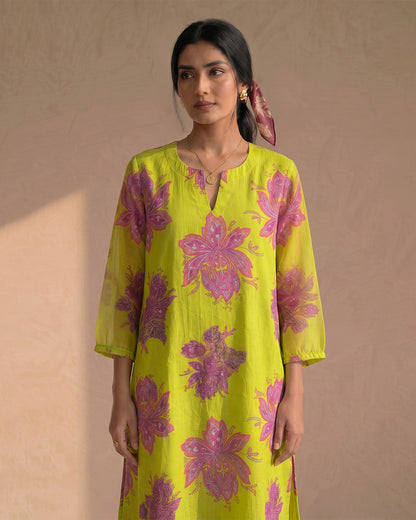 Yellow Bloom Floral Kurta Set