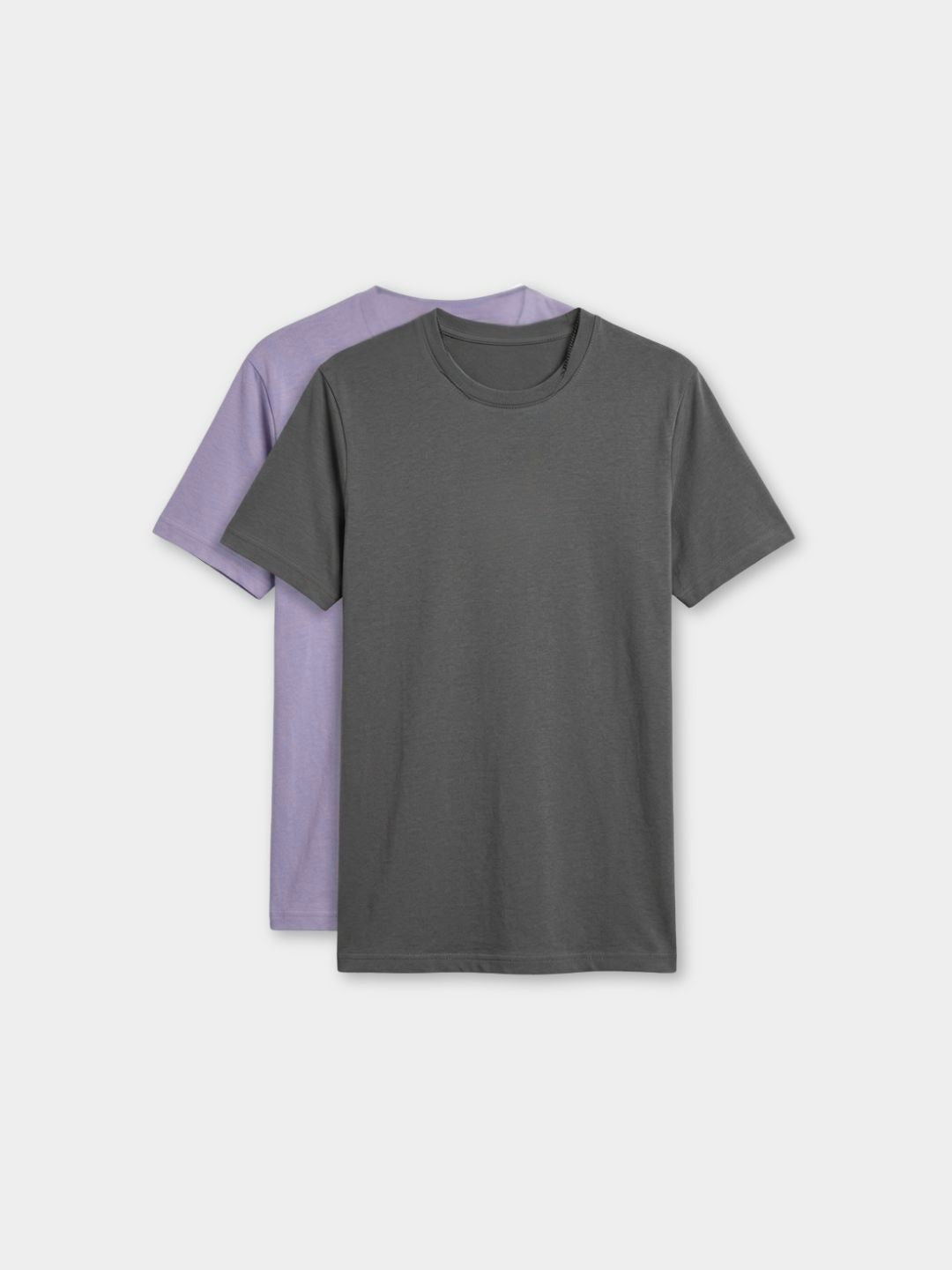 Women Pack of 2 Light Purple And Dark Grey Solid Cotton Round Neck Sport T-Shirt