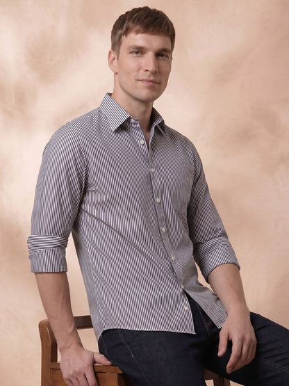 Slim Fit Cotton Purple Casual Shirt for Men (BERGI)
