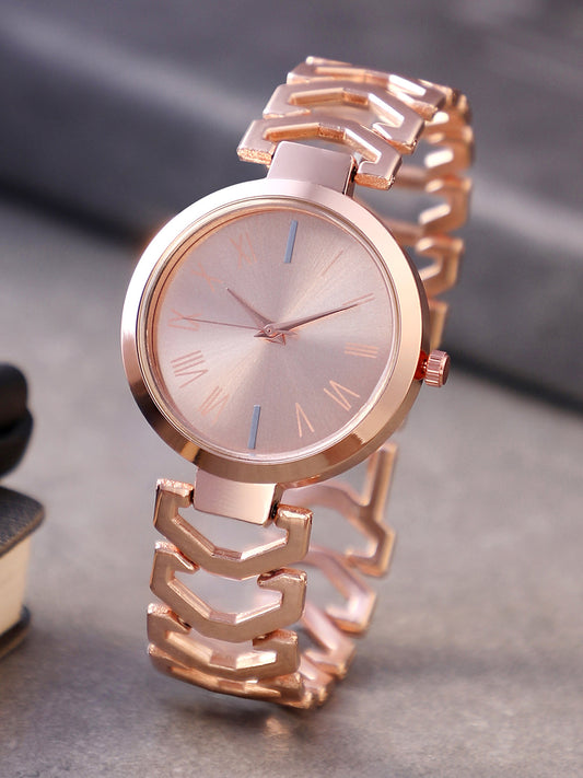 The Commute Round Watch - Rose Gold