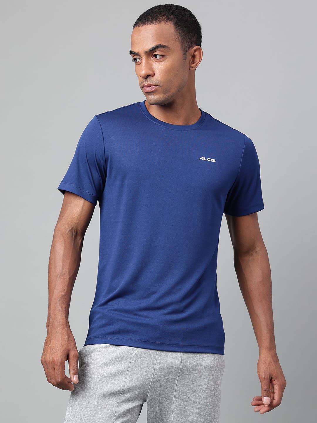 Alcis Men's Navy Anti-Static Drytech+ Slim-Fit Training Tee