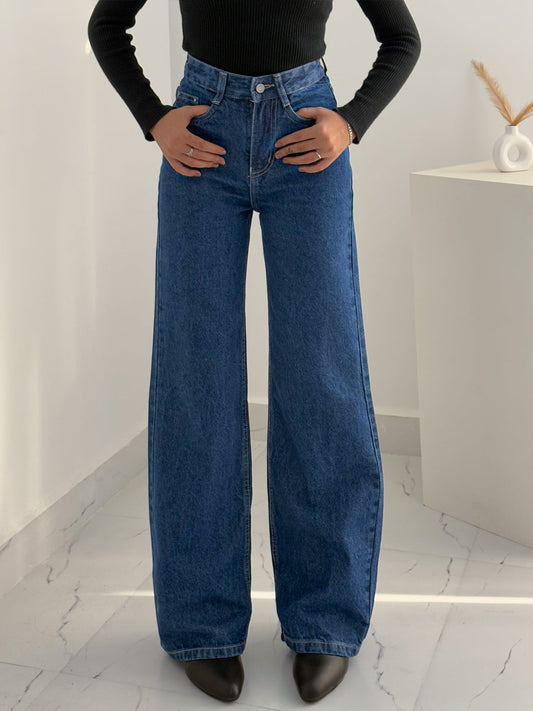 Dark Blue Wide Leg Jeans