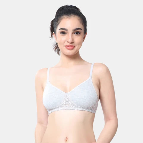 Seamless grey melange lace bra Envie 3/4th coverage non wired non padded lightweight comfortable bra for women