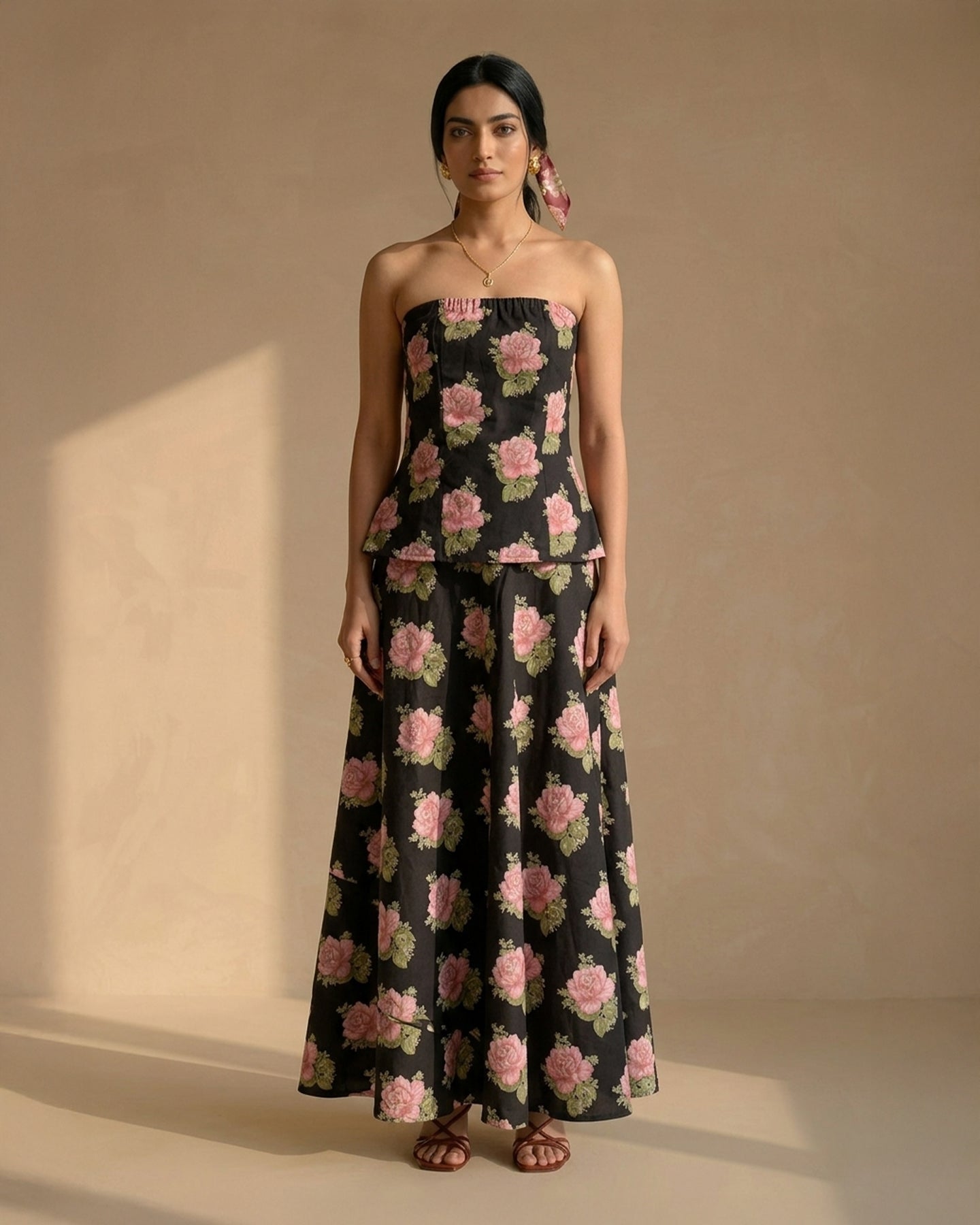 Black Floral Tube Co-ords