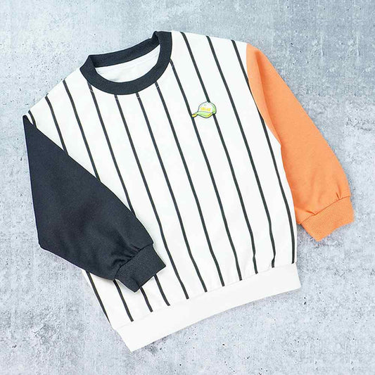 Black & Orange Colorblock Full Sleeves T-shirt for Kids