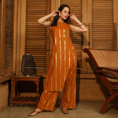 Metallic Striped Kurta Set