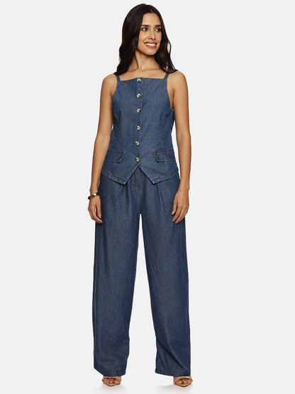 IS.U Light Blue Denim Vest Top