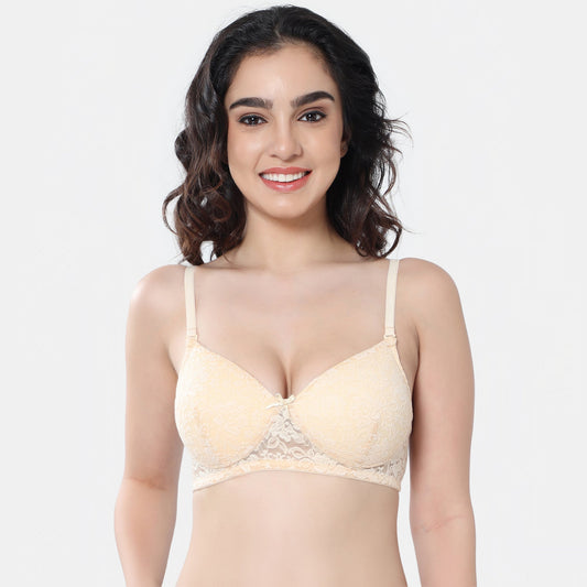 Envie Padded Non-Wired 3/4th Coverage T-Shirt Lace Bra