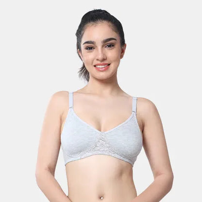 Seamless grey melange lace bra Envie full coverage non wired non padded lightweight comfortable bra for women