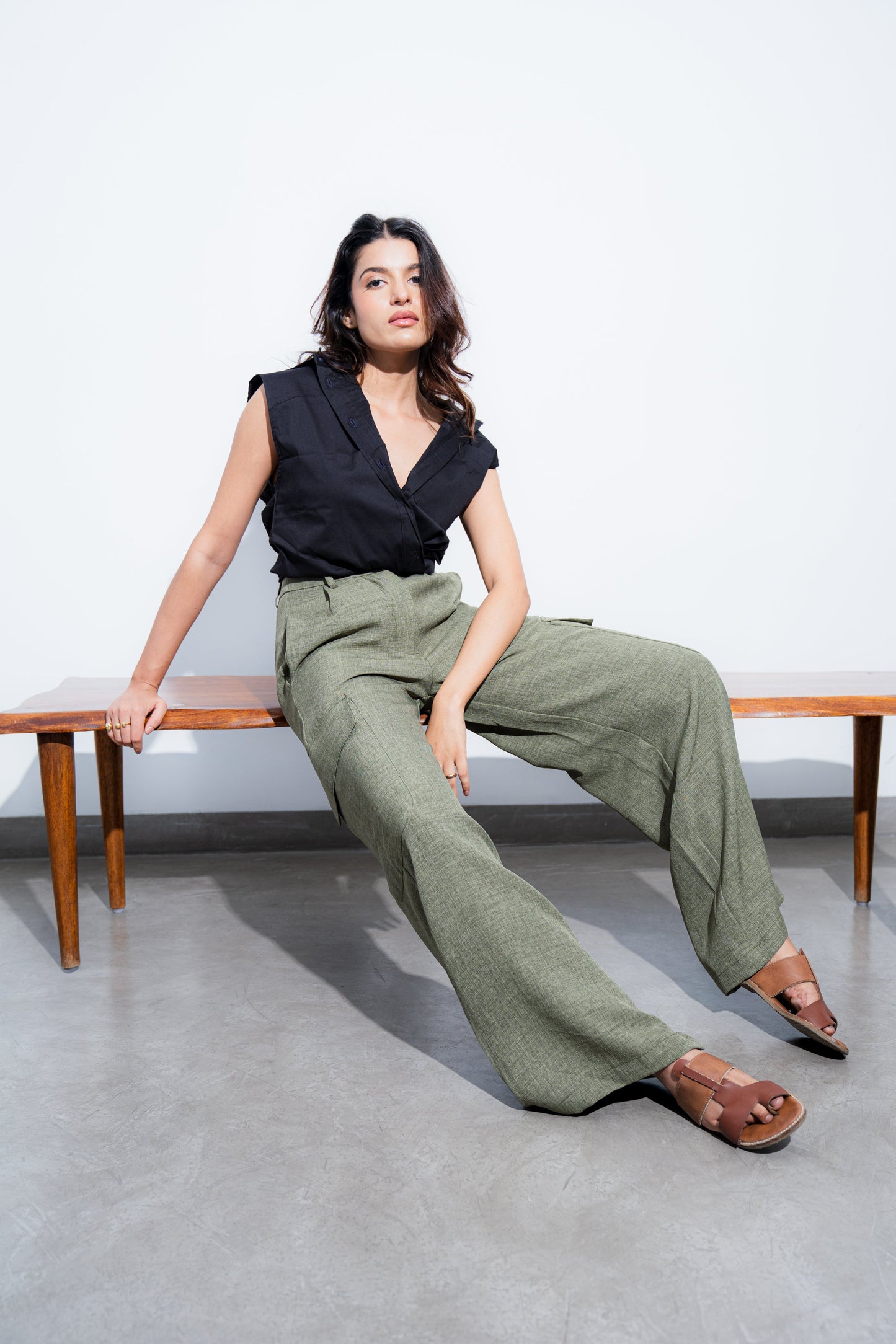 Wide-Leg Cargo Trousers