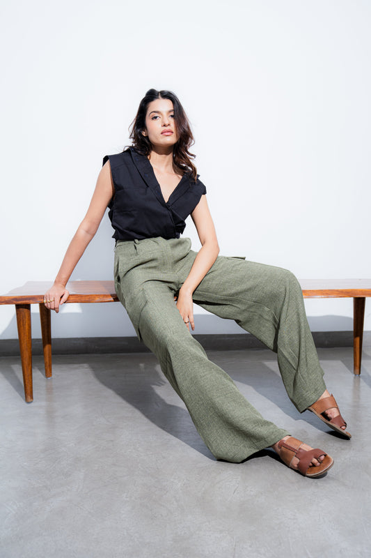 Wide-Leg Cargo Trousers
