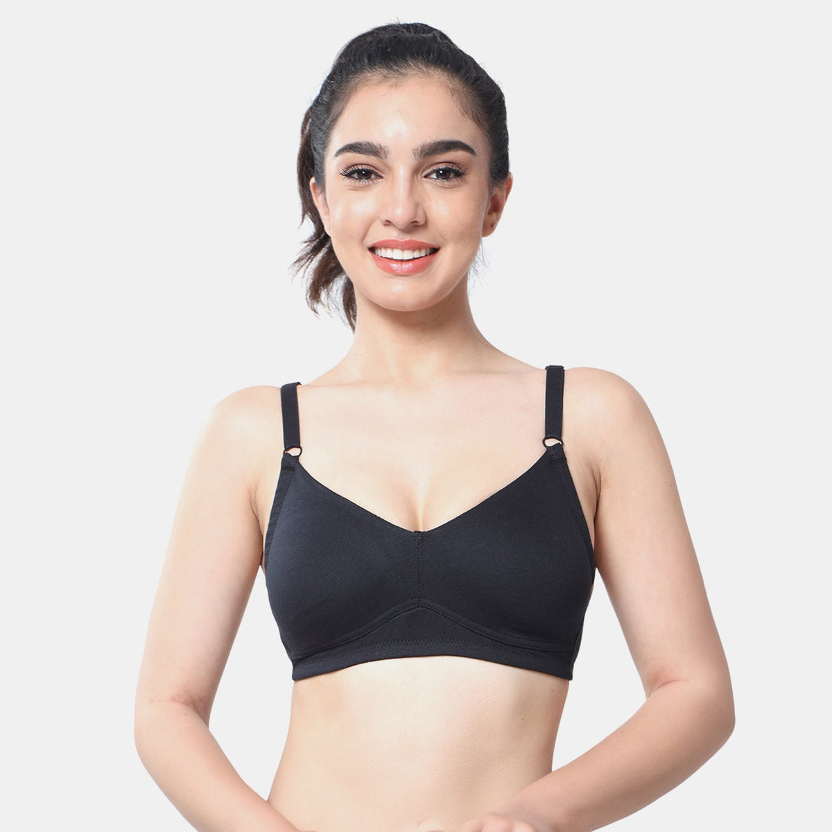 Envie non padded non wired full coverage t shirt bra NVB1092 black seamless smooth everyday comfort bra for women