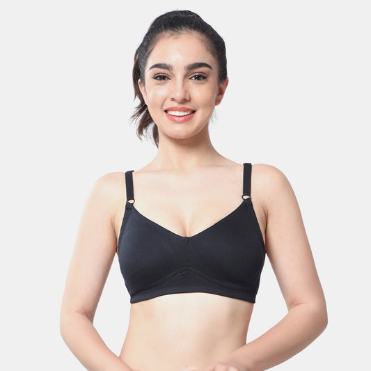 Envie non padded non wired full coverage t shirt bra NVB1092 black seamless smooth everyday comfort bra for women