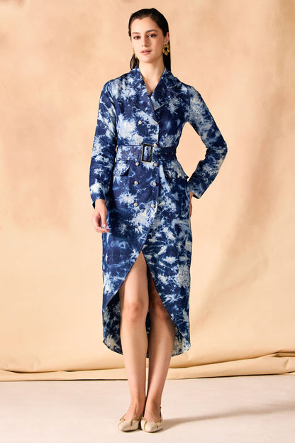Tie and Dye Chambray Blazer Dress