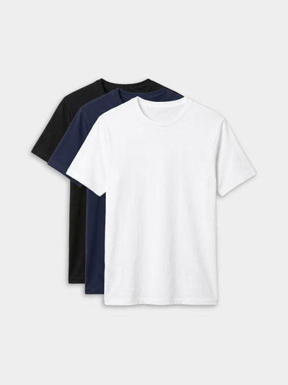 Womens Pack of 3 Solid Cotton Round Neck Regular Fit Sports T-Shirts