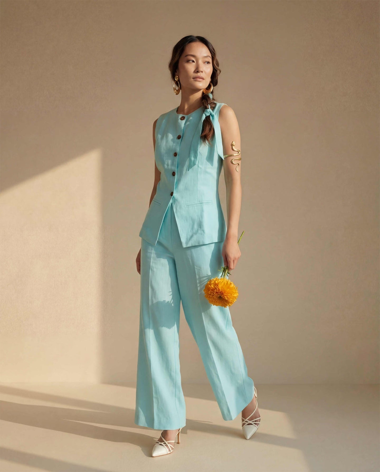 Sky Vest Linen Co-ord Set