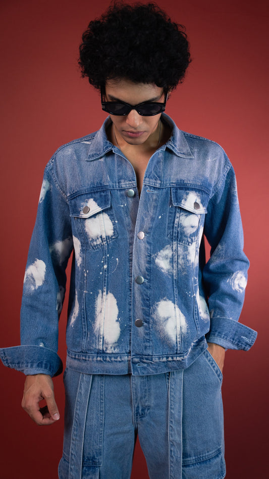 Blue Cloud Denim Men'S Jacket Rustlines