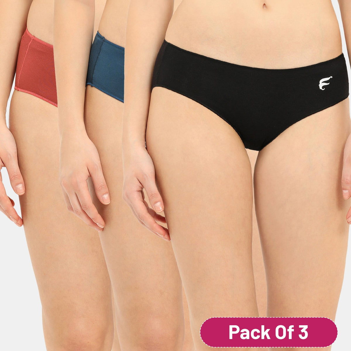 Envie Medium Rise 3/4th Coverage Hipster Multicolor (Pack Of 3)