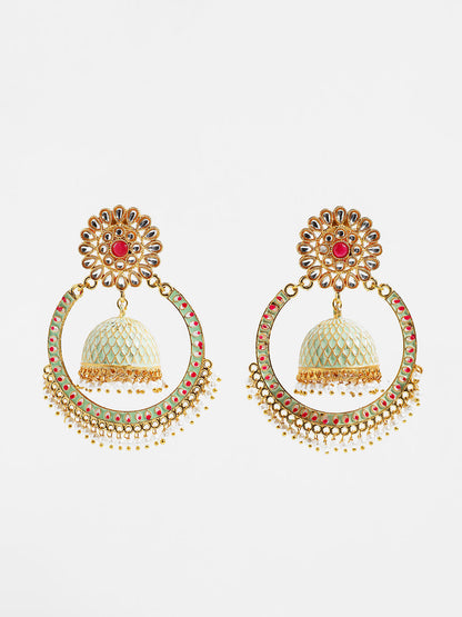 Gold Plated Designer Stone Jhumka