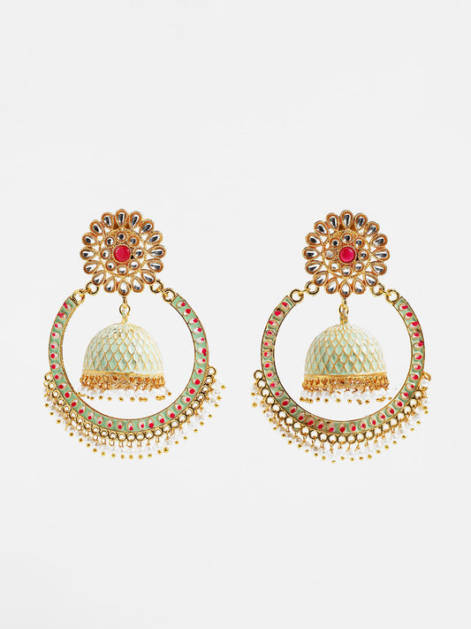 Gold Plated Designer Stone Jhumka