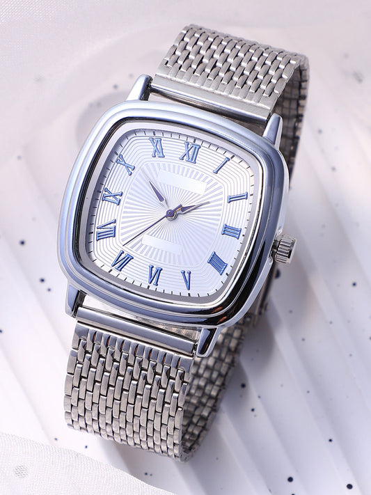The Pavement Square Watch - Metallic Silver