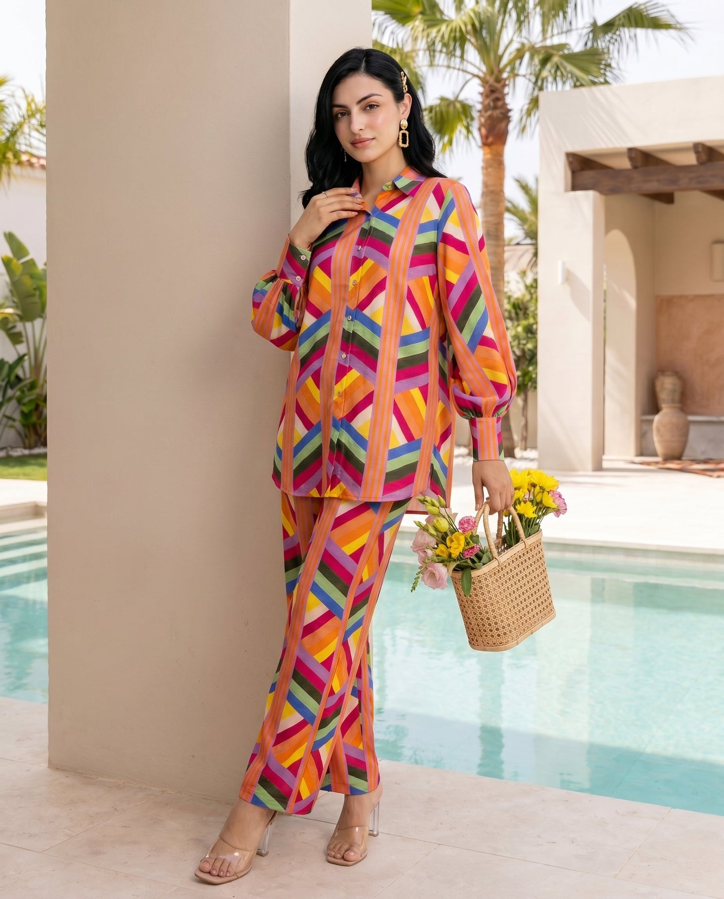 Multicolour Striped co-ord set