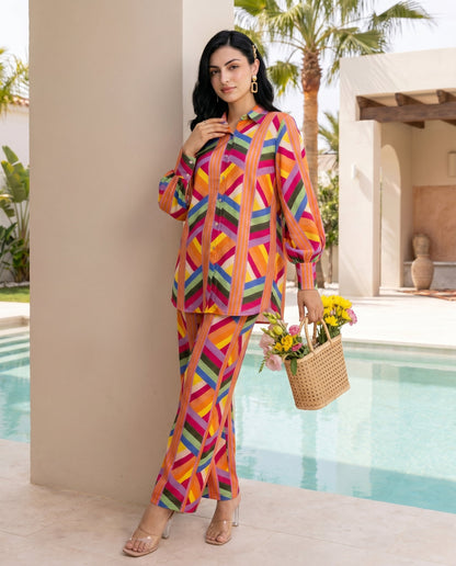 Multicolour Striped co-ord set