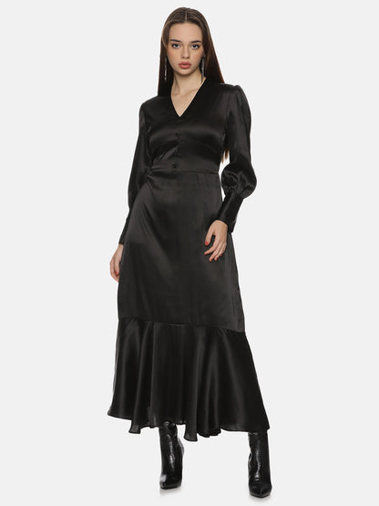 Buy full sleeve v neck maxi dress