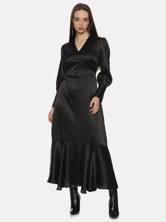Buy full sleeve v neck maxi dress