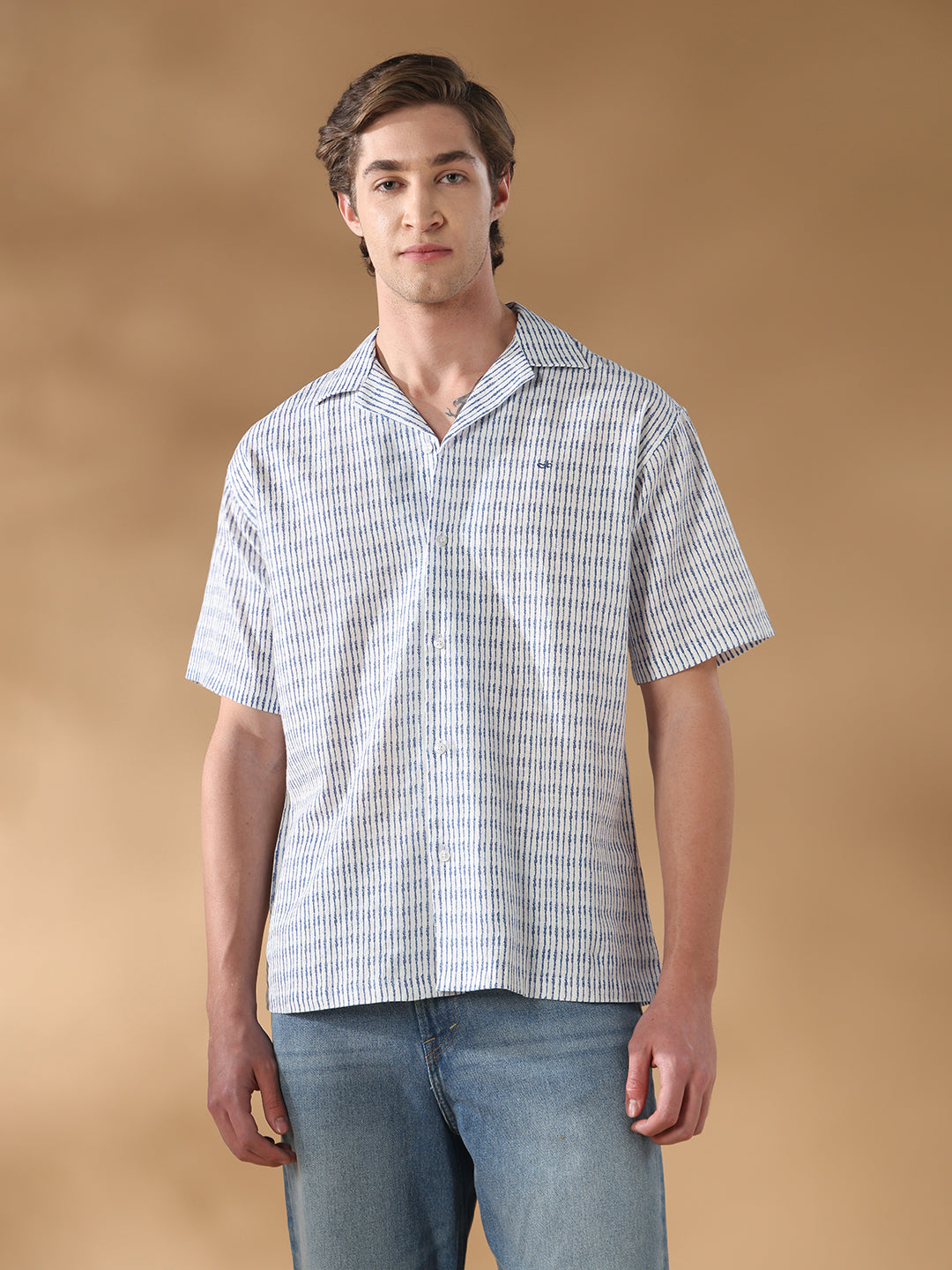 Blue Regular Fit Casual Cotton Shirt for men (ELANE)