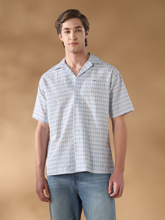 Blue Regular Fit Casual Cotton Shirt for men (ELANE)