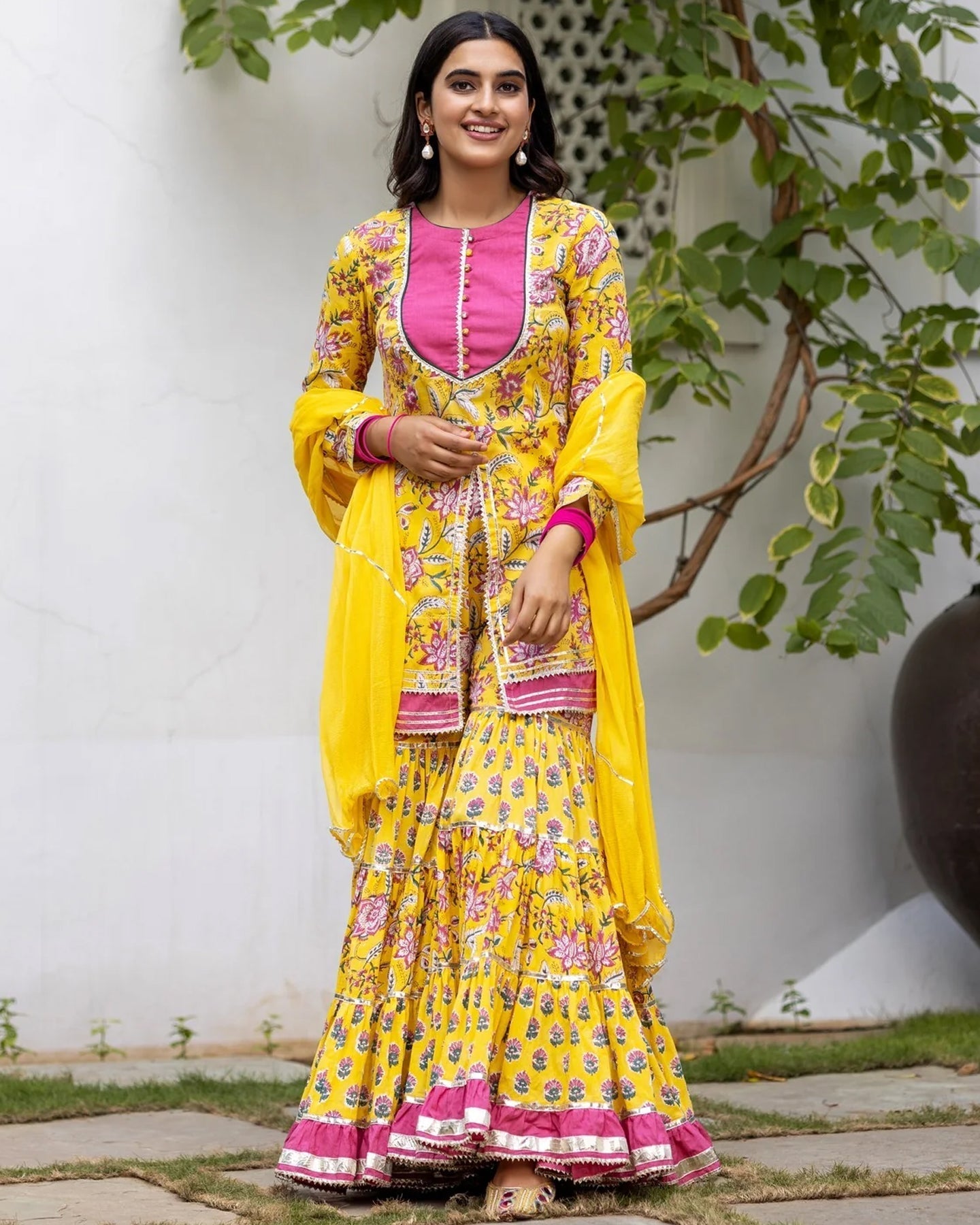 Krisha Yellow Sharara Set