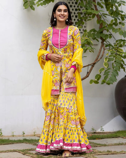 Krisha Yellow Sharara Set