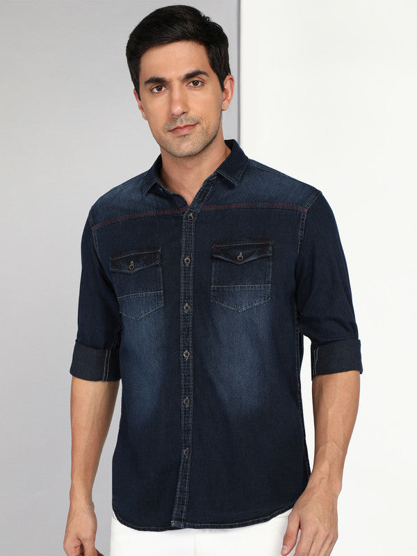 Kuons Avenue Men's Midnight Blue Denim Casual Shirt