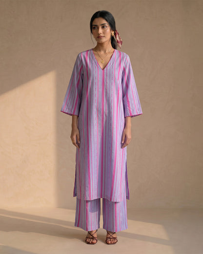 Purple Blush Stripe Kurta Set