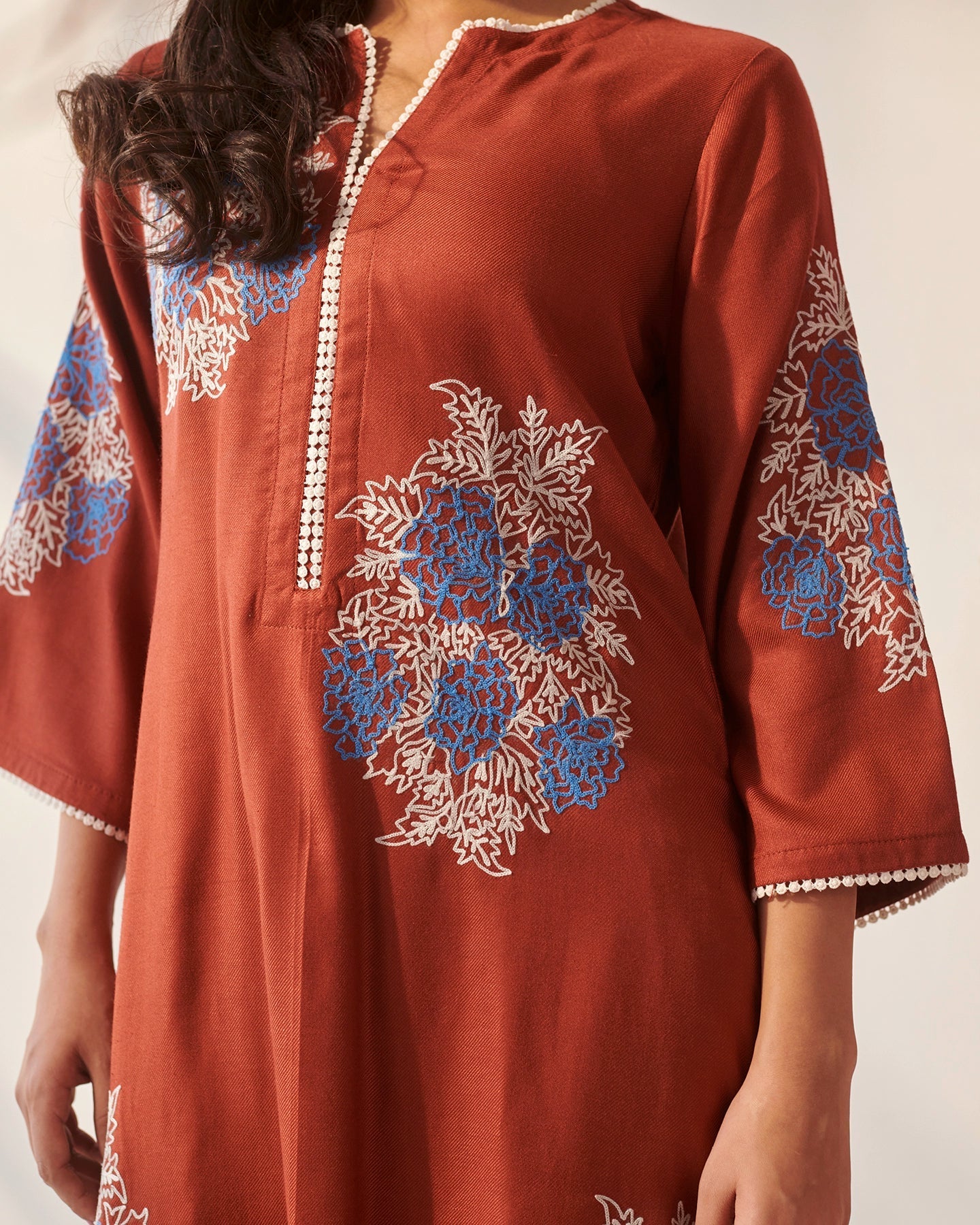 Brown Pashmina Kurta Set