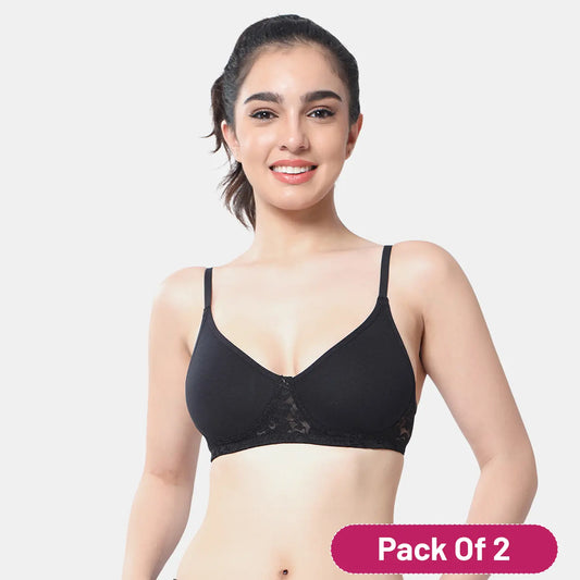 Envie Non-Padded Non-Wired 3/4th Coverage T-Shirt Lace Bra