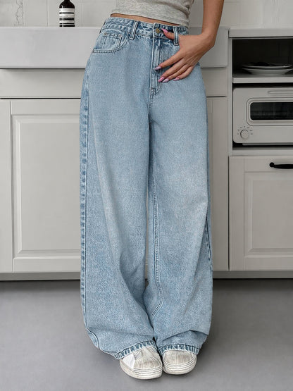 80s Ice Blue Washed Super Wide Leg Jeans