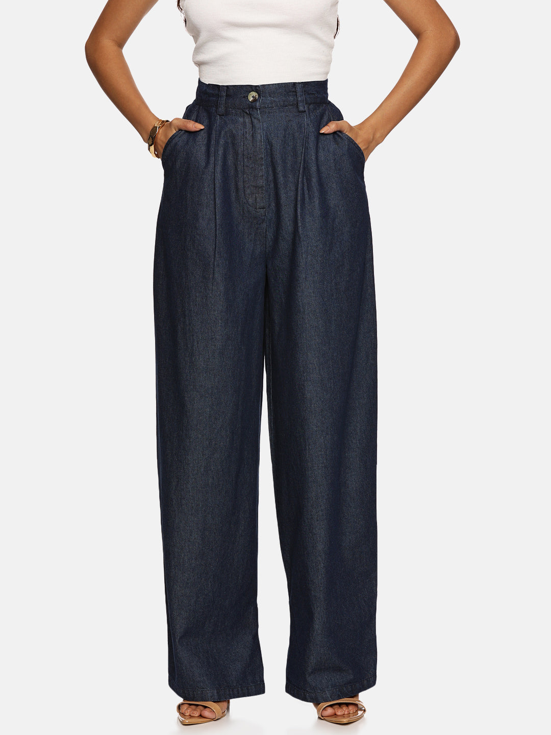 IS.U Dark Blue Barrel Fit Pant