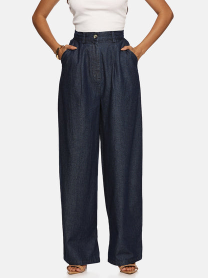 IS.U Dark Blue Barrel Fit Pant
