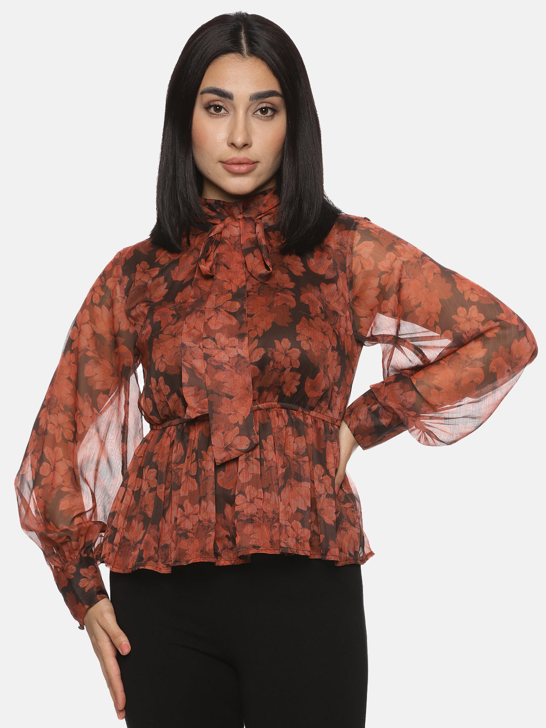 Buy Brown Peplum Top For Women