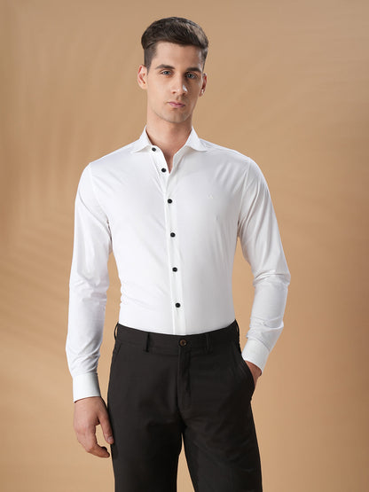 Off White Slim Fit Formal Cotton Shirt for men (CIECA)