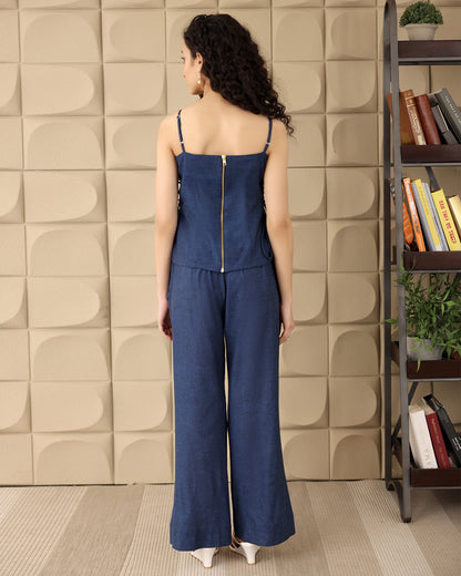 Navy Cotton Strappy Co-ord Set