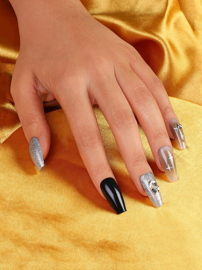 The Astral Press-On Nails - Ash Brown:Onyx Black