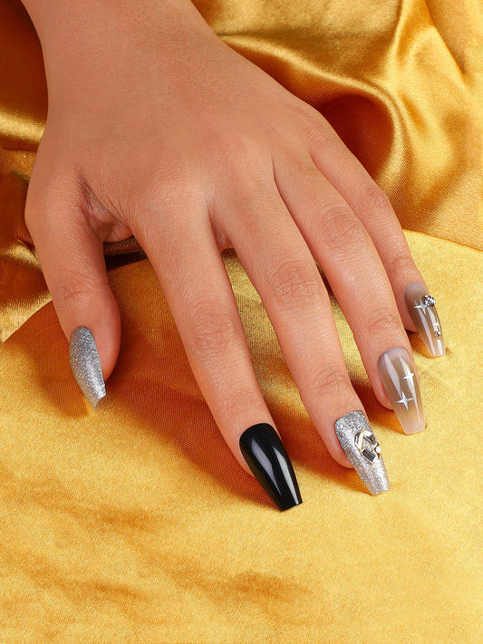 The Astral Press-On Nails - Ash Brown:Onyx Black