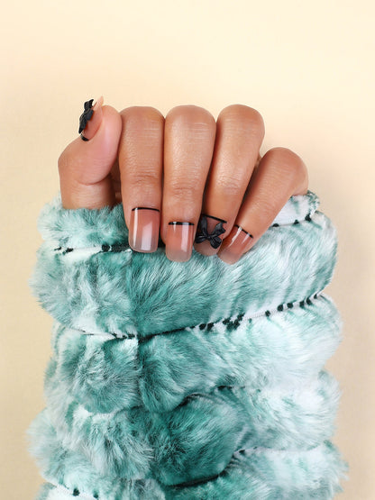 The Bow Press-On Nails - Onyx Black