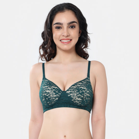 Envie Padded Non-Wired 3/4th Coverage T-Shirt Lace Bra
