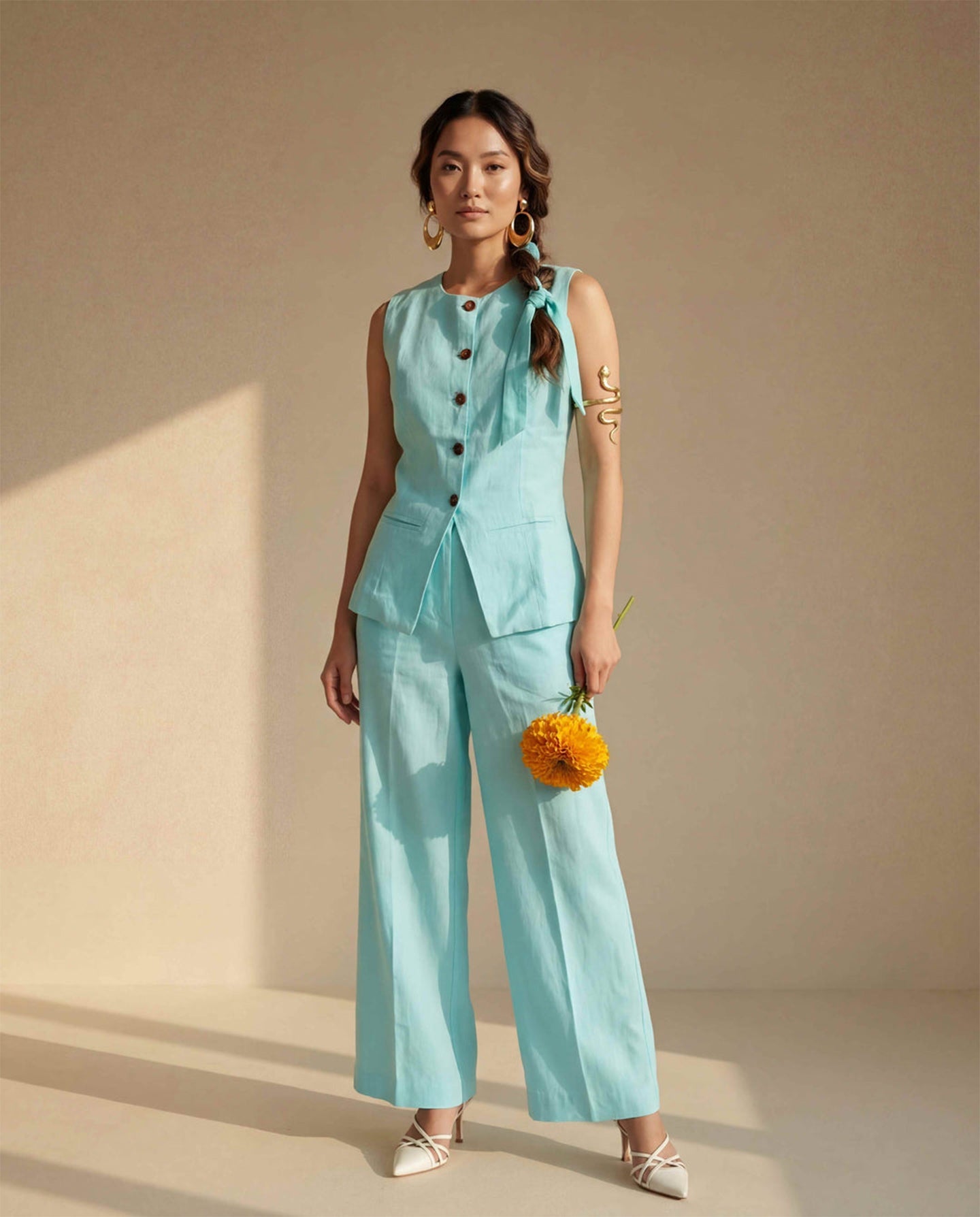 Sky Vest Linen Co-ord Set