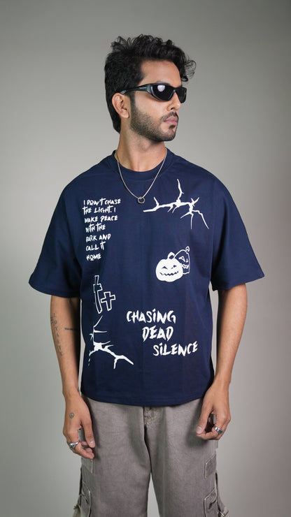 Midnight Spooky Navy Men’S Oversized T-Shirt Rustlines