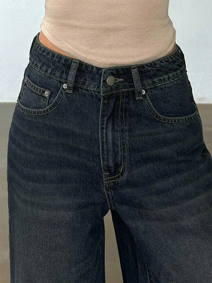 Retro Slate Blue Washed Super Wide Leg Jeans